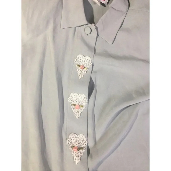 Womens NWT Sears A Statement In Dressing Blouse Sz 12 Made in USA Vintage Green - Picture 2 of 6